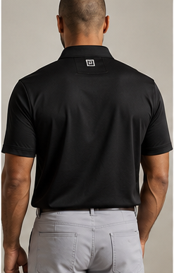 Back of the NORBU Performance Polo in black