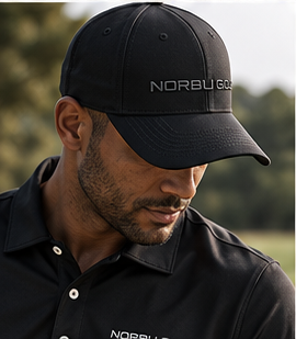 Golfer wearing the NORBU Performance Cap in black on the course