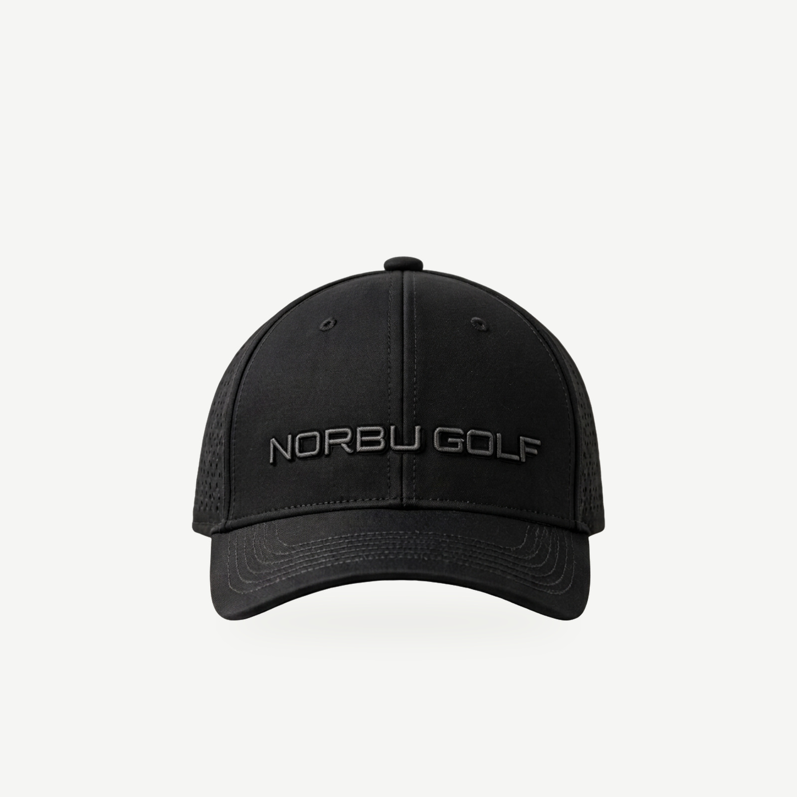 NORBU Performance Cap in black, front studio view